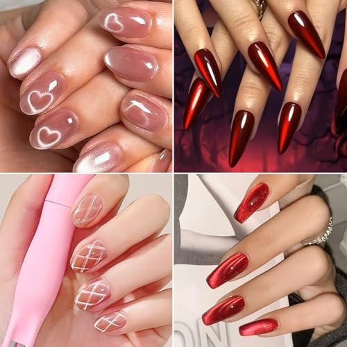 Image of Cat Eye Nail Art Magnet Pen - 3-in-1 Multifunction Nail Design Pen for Heart, Line & French Effects, Professional Magnet Tool for Cat Eye Gel Polish, Easy DIY Nail Art for Salon Home Manicure Use for girls and Women(Multicolor)