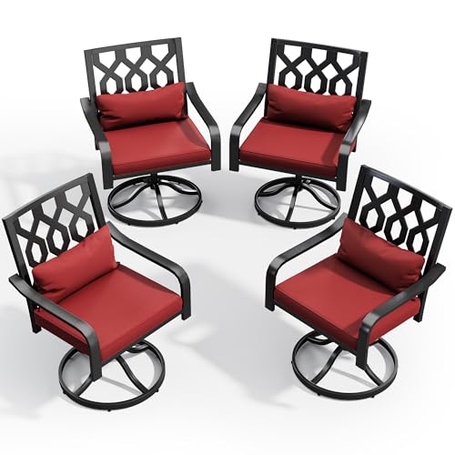 Outdoor Dining Set for 4 With Swivel Chairs: Stylish Comfort for Patio 10 YITAHOME All Metal Outdoor Dining Chairs Set of 4, Swivel Patio Chairs Support up to 352 lbs, All-Weather Outdoor Swivel Chairs with Cushion & Pillow for Patio, Deck, Garden, Poolside