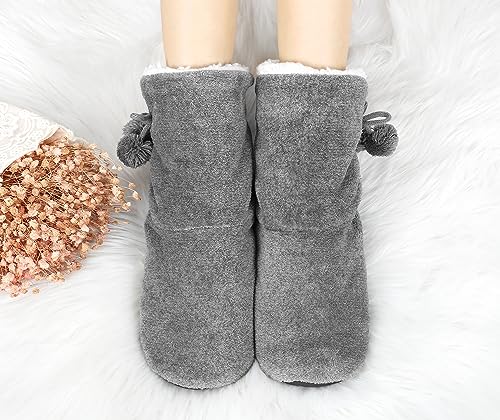 Image of DICUIRD Womens Thick & Warm Slipper Socks with Grippers - Christmas House Slippers