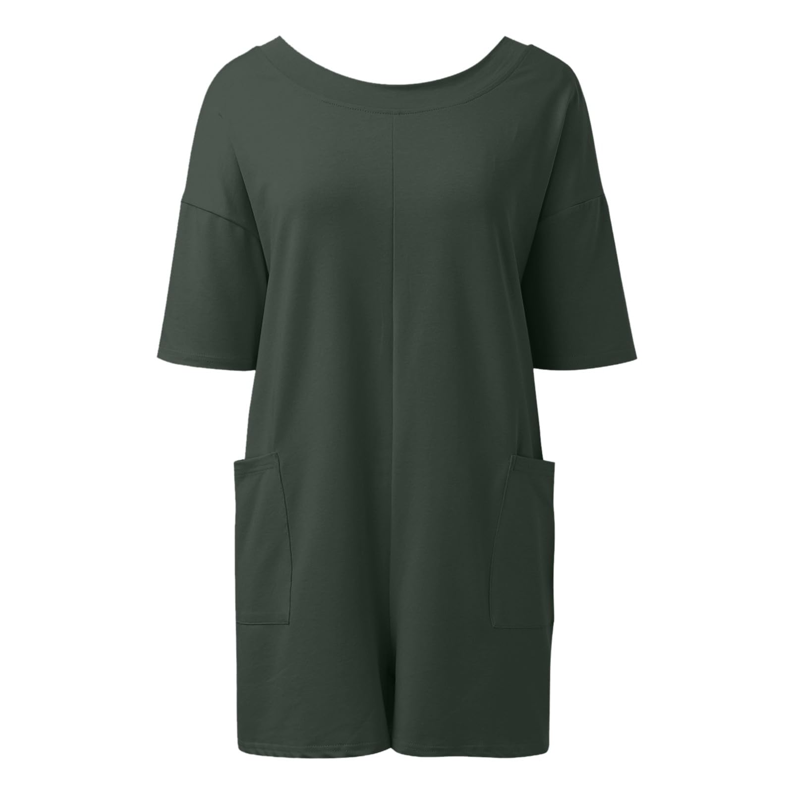 Salopette Da Lavoro Donna，Pantaloni Curvy Donna Estivi Vita Alta，Stile Boyfriend Oversize Ampio Comodo Elasticizzato Con Ampie Tasche Pantaloncini A Maniche Corte Tute