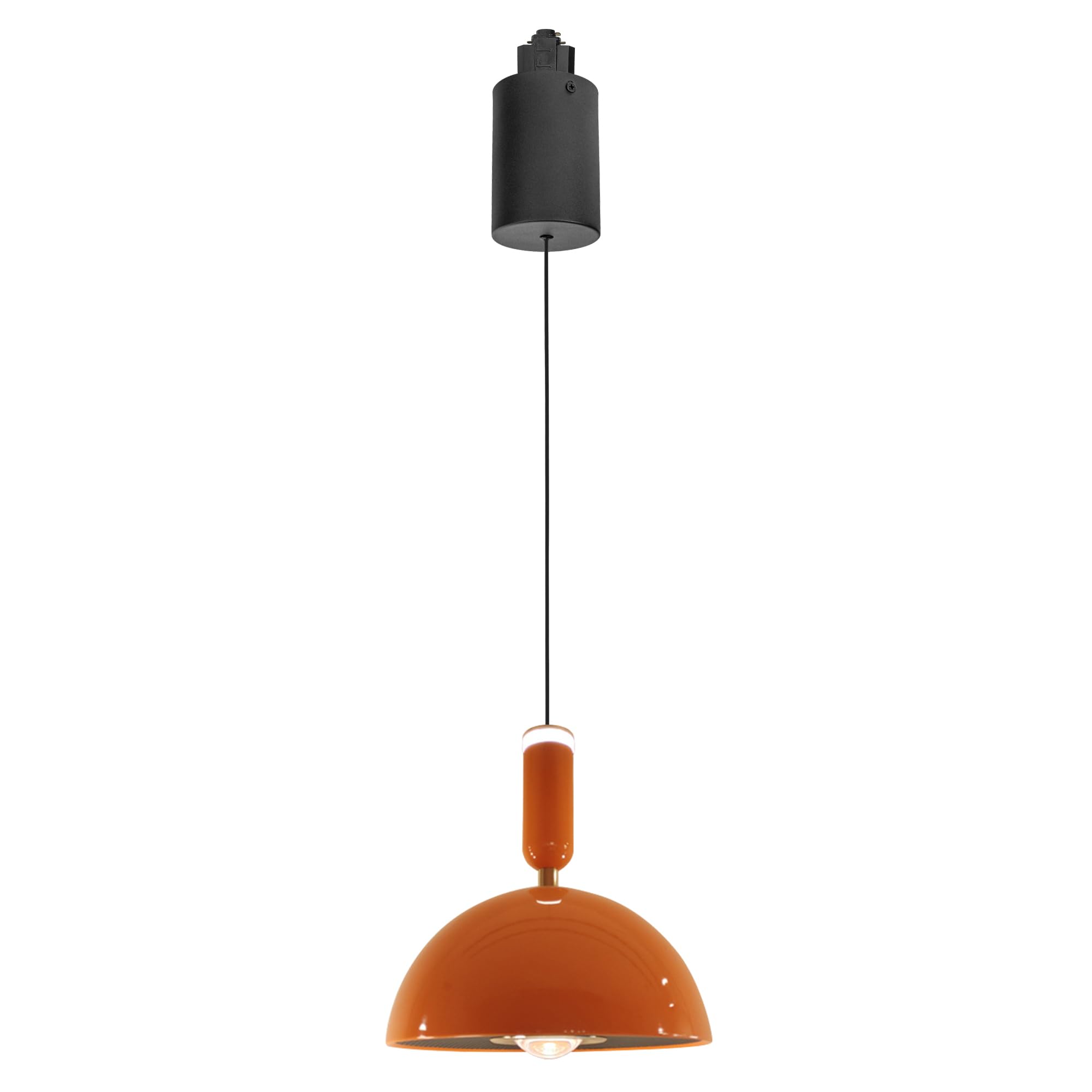 KivenH-Type LED Track Lighting, 1-Light Modern Halo Track Pendant Light, H Track Light Pedant Adjustable Length for Living Room Kitchen Shop,Orange Finish