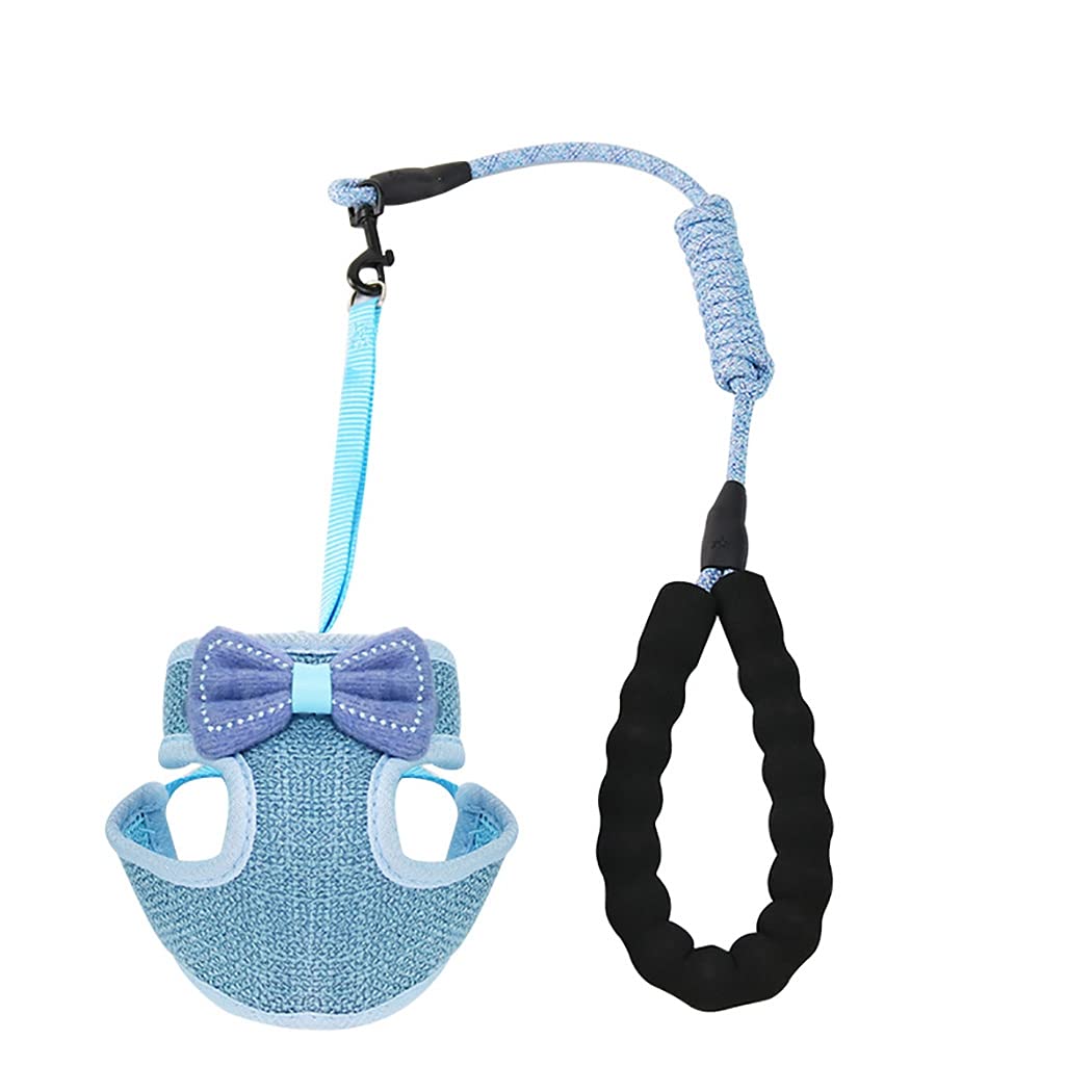 Harnais et Laisse pour Chat, Harnais Gilet Respirant Anti-Fuite, Laisse pour Animal de Compagnie avec nœud décoratif
