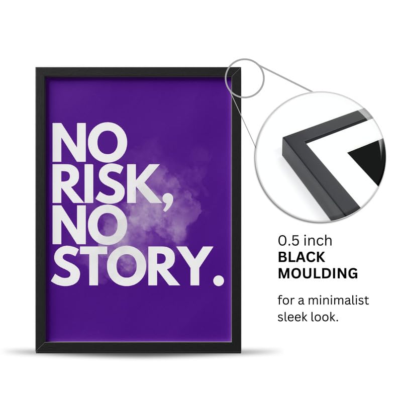 Image of Wall Framed Posters | 8x12 inch size | Motivational Quotes Posters |Inspirational inchNo Risk No Story inch Motivational Photo Frame - Desk & Wall Decor, Office & Home Inspirational Quote Frame