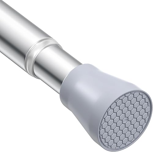 Barra de cortina de tensión plateada para ventanas de 28 a 48 pulgadas, barra de cortina de ducha pequeña de 78 pulgadas para baño, barra de cortina