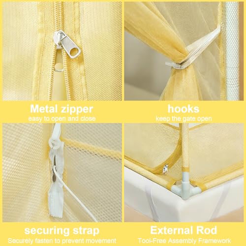 Image of Dawnwake Mosquito Net, Anti-Fall Mosquito Neting Bed for Babies /Adult /Outdoor,Portable Foldable Travel /Camping Mosquito Net Tent, Suit for King Size Bed (Yellow, 200 * 180cm)