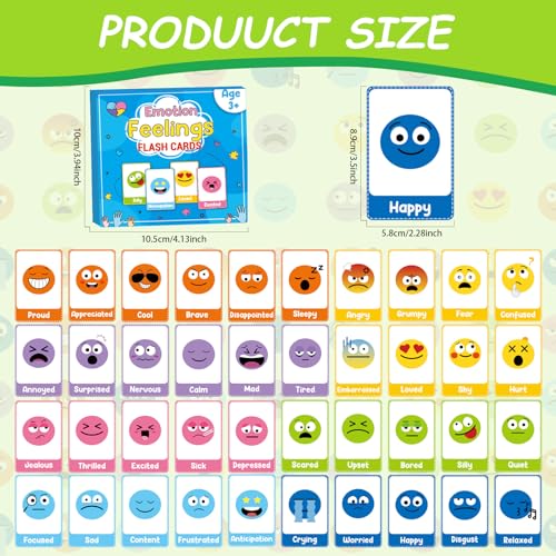 40PCS Autism Emotions Feelings Communication Cards for Speech Delay Children and Adults Special Needs Visual Aid Social Emotional Cards Special Ed Feelings Emotions Flash Card for Autism Communication - Image 4