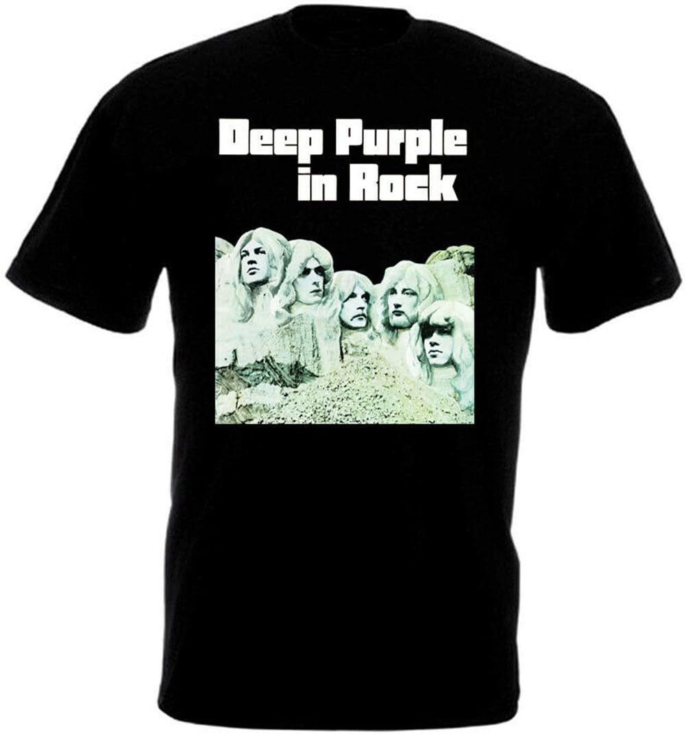 Cfzqyalnb Men's Black Deep Purple In Rock T-Shirt Hard Rock Band S-5Xl