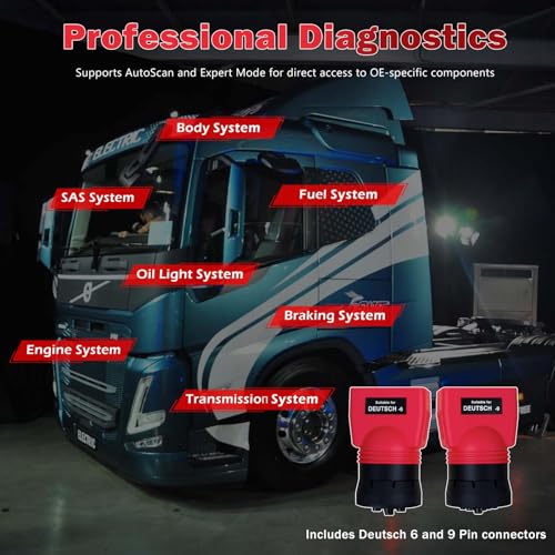 Autel Scanner MAXIDIAG MD600CV Heavy Duty Truck Scanner D-P-F Regen Full System Diesel Diagnostic Scan Tool Wireless Android Touchscreen Tablet for Truck Light Medium and Heavy Duty Truck Vehicle - Image 6