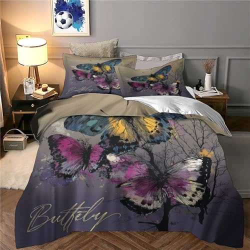 Microfibre résistante pour cette parure de lit papillon coloré