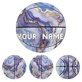 COEQINE Balones de baloncesto personalizados con nombre de mármol morado y dorado, todos los nombres impresos, regalo deportivo personalizado para los amantes del baloncesto, talla 5