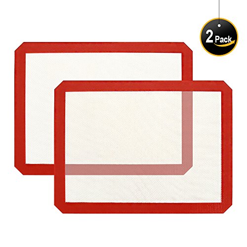 2 Pcs Non-Stick Silicone Baking Mat, Baking Sheet Glass Fiber Rolling Dough Mat for Cake Cookie
