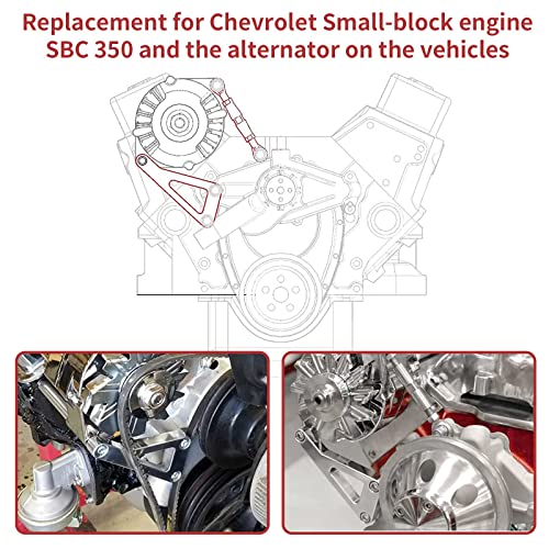 Sbc Alternator Bracket, Long Water Pump Lwp Aluminum Alternator Bracket Kit Polished For Chevy Sbc 350 Small Block Engine #TOP6