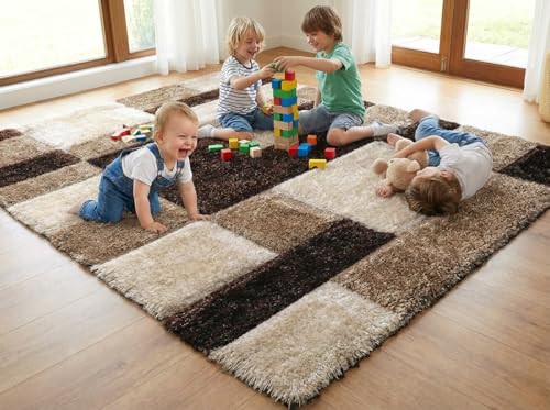 Image of Carpet for Hallway, Kitchen, and Modern Interiors, Cozy Shag Runner for Living Room, Entryway & Office Decor Size 4x6 feet Coffee Box 3D