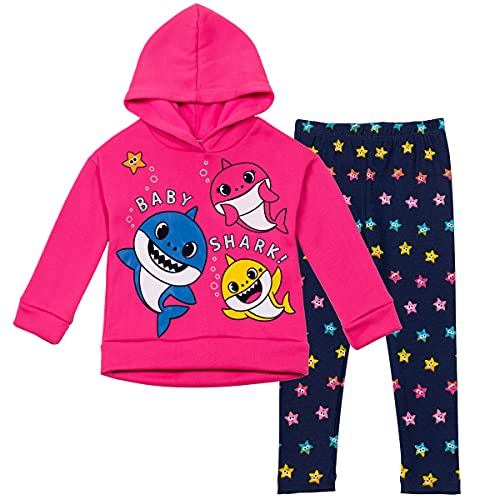 Pinkfong Baby Shark Toddler Girls Fleece Pullover Hoodie & Leggings Set Pink/Black 3T