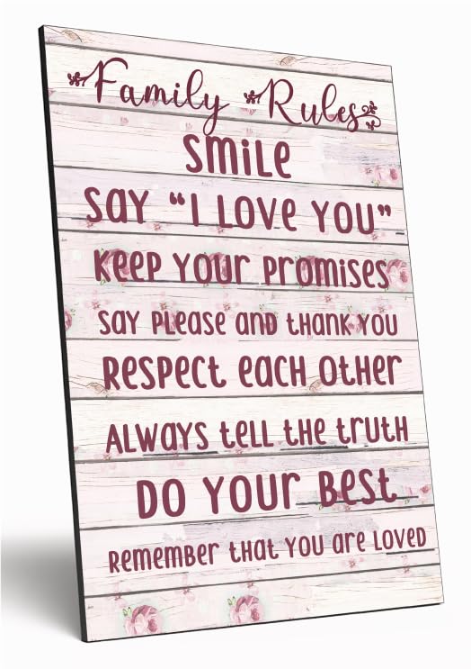 Motivational Wall Art Sign Plaque Inspire Every Day Vibrant Print Family Rules A4 Wooden Home Décor Uplifting Decoration