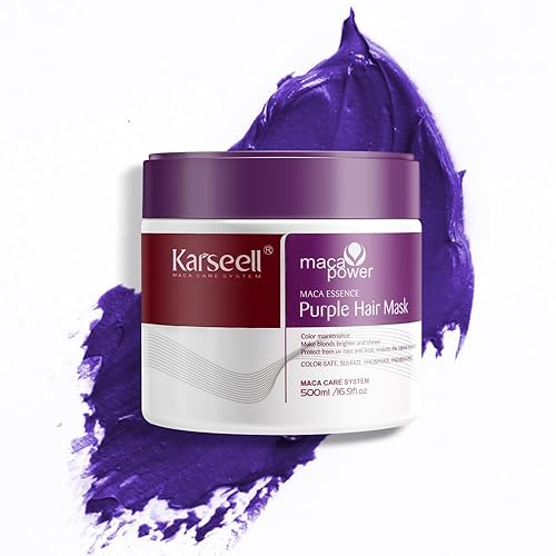 Karseell Para Rubio Gris Plateado Destacado Cabello Púrpura Máscara Profesional Neutraliza Latón y Tonos Amarillos 16.90 oz 16.9 fl oz