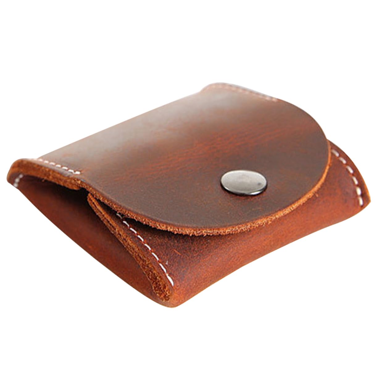 TOVINANNA Men's Leather Coin Pouch Small Vintage Coin Bag Button Closure Coin Organizer for Purse for Travel and Business
