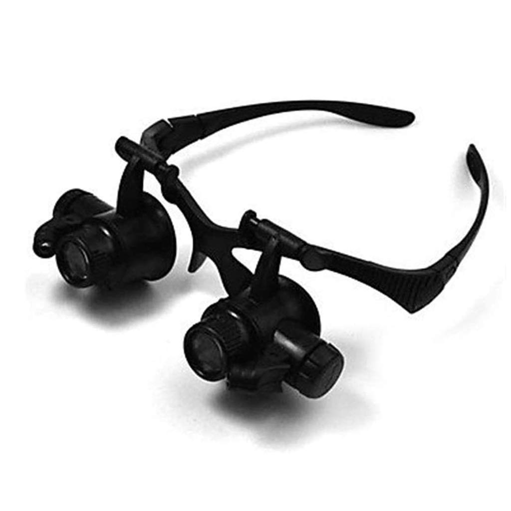 Stirnband-Lupe, Stirnband-Lupe mit LED-Licht, 10x/ 15x/ 20x/ 25x mit Aufbewahrungstasche für Schmuckuhr-Reparaturlupe
