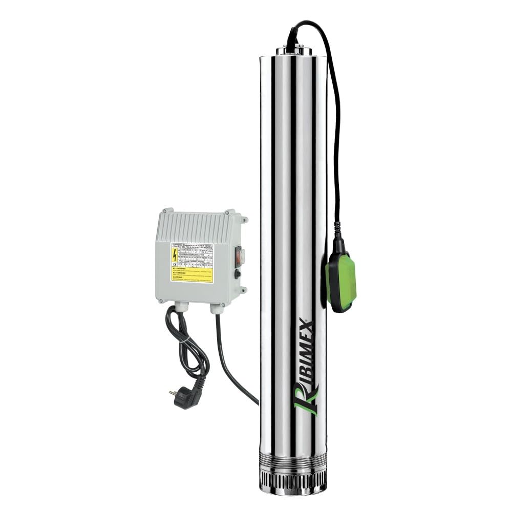Ribiland pompa zanurzeniowa ze stali nierdzewnej 11000 W, 230 V, 65 m z pływakiem elektrycznym i pływakiem - PRPVC1101/65F - Ribiland