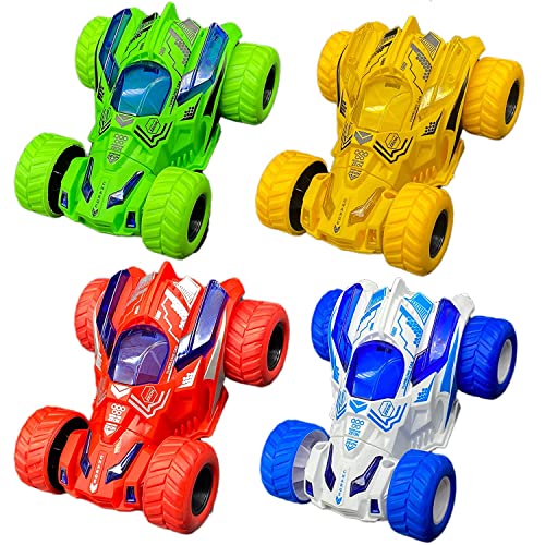 Image of 4WD Monster Truck Toys for Kids,Stunt Truck Car Toy with 360 Degree Rotation Big Rubber Tires for Push & Go 4wd Monster Truck Cars for Boys & Girls (Pack of 3, Multicolor)