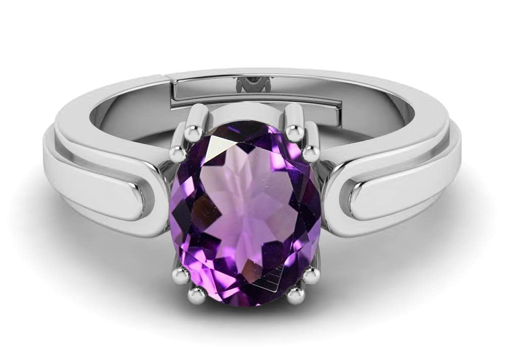 Anello Regolabile In Ametista Naturale Certificata – 7,25 Ratti (6,60 Carati) In Ottone, Per Uomo E Donna, Gioiello Astrologico Saturno