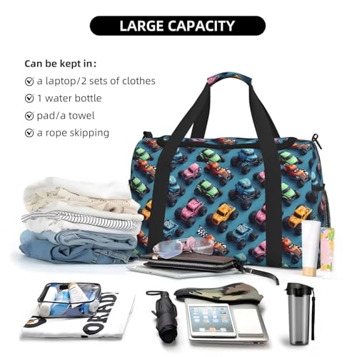Cool Off-Road Trucks Print Duffle Bag for Travel, Carry On Weekender Overnight Duffel Bags, Gym Bags for Women Men, Personal Item Travel Bag4