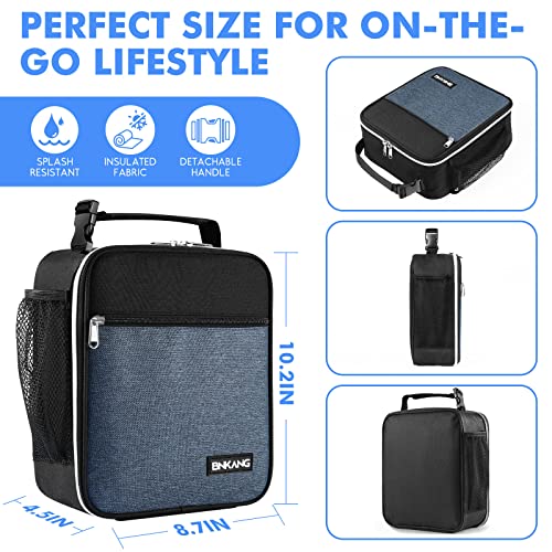 Lunch Box Insulated Lunch Bag - Durable Small Lunch Bag Reusable Adults Tote Bag Lunch Box For Adult Men Women (Black With Blue) #TOP2