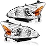 AXLAHA Headlight Assembly Compatible with 2013 2014 2015 Nissan Altima Only fit 4 Door Driver and Passenger Side Chrome Housing Clear Lens