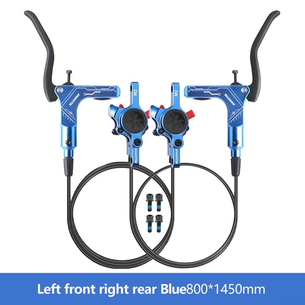 Mountain Bike Dual Piston Hydraulic Disc Brake Set, Aluminum Alloy Bi-directional Hydraulic Disc Brakes CNC Bike Hydraulic Disc Brake(Blue)