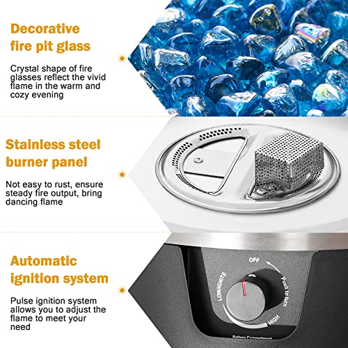 Bali Outdoors 15 Inch Round Gas Fire Pit, Patio Fireplace, Propane Fire Column With Blue Fire Glass For Outdoor Backyard Garden #TOP2