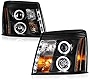 [For 2003-2006 Cadillac Escalade Xenon HID Model] LED Halo Ring Black Projector Headlight Headlamp Assembly, Driver & Passenger Side
