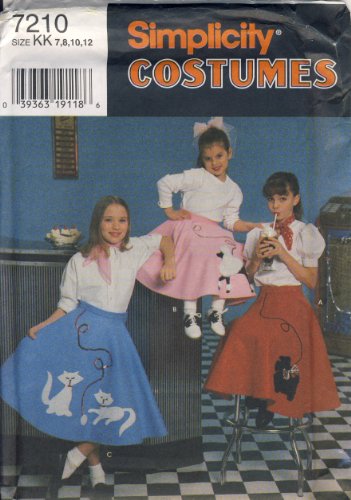 Image of Simplicity Sewing Pattern - 7210 - Use to Make - Child Girl Poodle Skirt - Sizes 7, 8, 10, 12