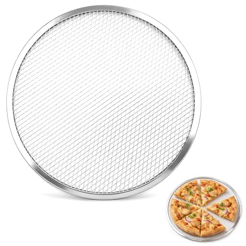 Fampery 1-pack 10 Inch Pizza Pan for Oven- Nonstick Pizza Baking Screen with Reinforced Rim - Round Pizza Tray For Oven BBQ - Heat Distribution Evenly - Dishwasher Safe & Microwave Safe