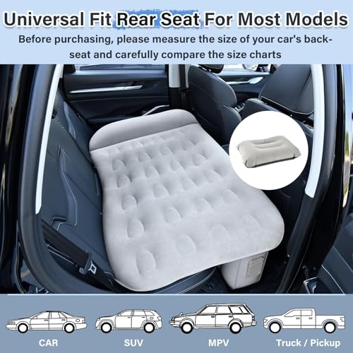 Image of Coverado Car Air Mattress Back Seat, Portable Wireless Inflatable Bed with Built in Air Pump&Pllow, Storage Bag, Patch Kit, Universal Back Seat Bed Sleeping Pad Fit Most Car Suvs, L-51,W-32