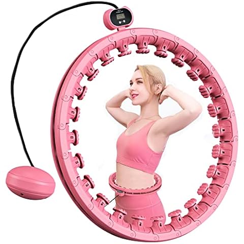 Simplife Weighted Fitness Hoops for Adults, Smart Infinity Hoops for Women Weight Loss Fitness Circle Hula Ring for Women Non-Fall Exercise Adjustable Hoops - Pink Cover