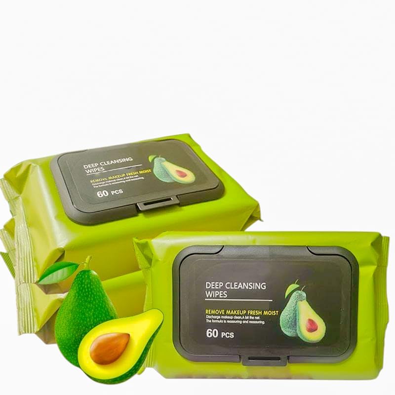 Avocado Makeup Remover Facial Wipes Moisturizing Deep Cleaning Wipes Cucumber & Vitamin E Makeup Remover Wipes Hydrating, Refreshing, Soothing-picture-51