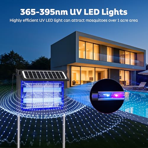 Image of OnBeam Solar Bug Zapper Outdoor with Dual Solar Panel, 4500V Mosquito Zapper Waterproof Rechargeable Electric Fly Zapper, Cordless Fly Trap Mosquito Killer for Backyard, Patio, Garden, RV Camping