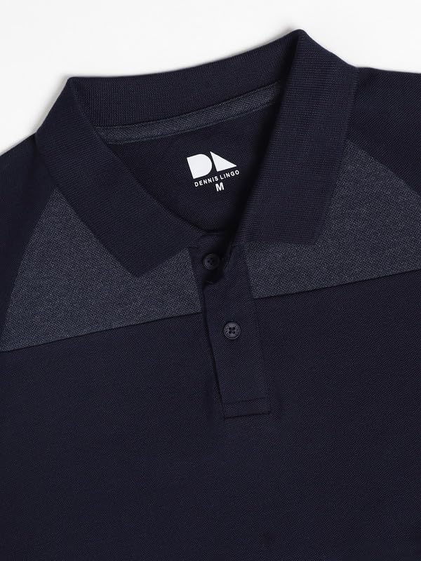 Image of Dennis Lingo Men's Black Cotton Polo Neck Tshirt, Regular Fit Half Sleeve