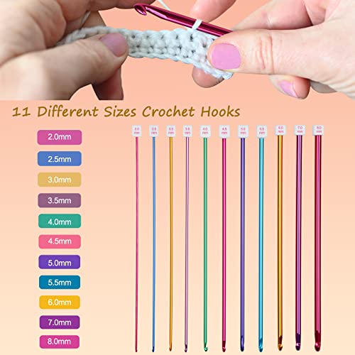 Image of Aeelike 35pcs Tunisian Crochet Hook Set, 11pcs Aluminum Crochet Hooks B-L Afghan Long Needles Crocheting Set with Drawstring Bag Accessories