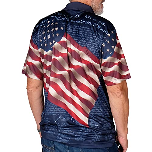 TheFlagshirt Men's Patriotic Performance Golf American Flag Classic Fit Polo Shirt2