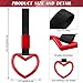 Frienda 4 Pieces JDM Heart Shaped Car Handle Straps Drift Charm Rear Bumper Warning Ring Decor Subway Bus Broken Heart Handle for Car Interior Black and Red(Black, Red)