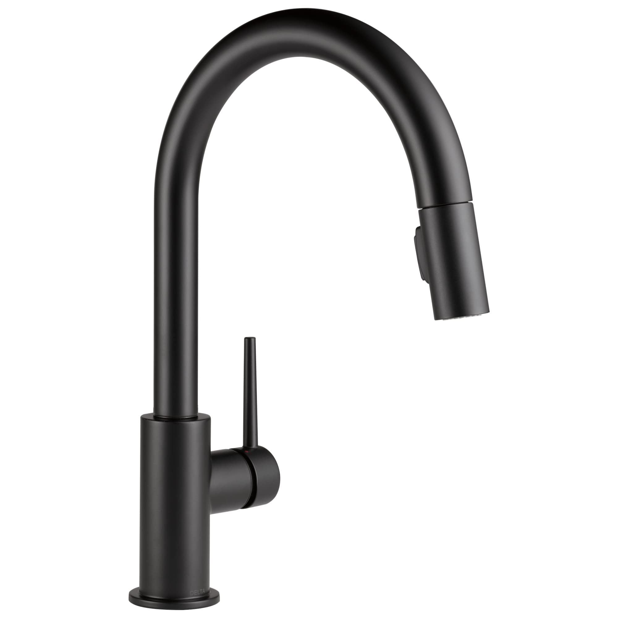 Delta Trinsic Matte Black Kitchen Faucet with Pull Down Sprayer, Modern Single Hole Kitchen Sink Faucet, Single Handle, Matte Black 9159-BL-DST