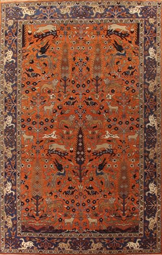 Traditional Collection Large Rugs (Palace Sized) Ziegler Floral Rug, Hand Knotted Oranges & Rust 100% Wool Carpet for Home Décor, Bedroom, Living Room, Dining Room