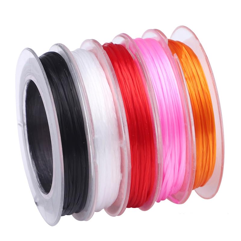5PCS Colored Crystal Elastic Thread,Hand String Bead Elastic Rope,Making Bracelets,Necklaces And Jewelry,Handmade Jewelry Materials,Each Roll 0.7mm X 10m,Crystal Elastic Rope Set,Diy Handicrafts(5)