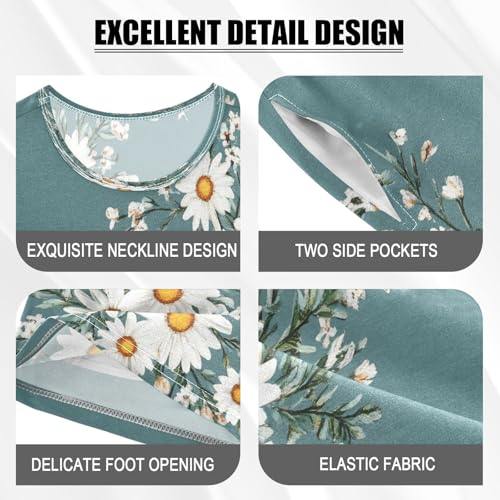 senya Short Sleeve Pajamas Sets Summer Cotton Sleepwear Daisy Christmas Wreath4