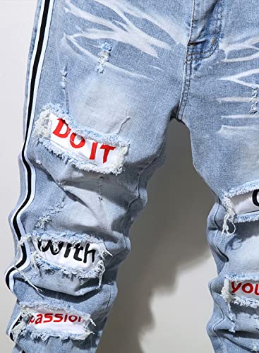 Boy Skinny Jeans Fit Ripped Destroyed Distressed Stretch Slim Jeans Pants(Blue2245,8) #TOP2