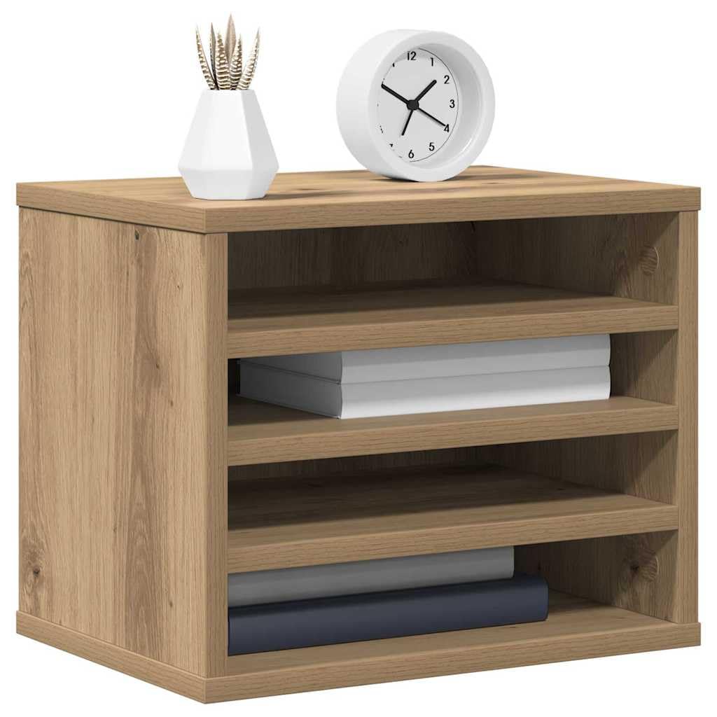 Organizer da scrivania in legno di rovere Artisan, 36 x 26 x 29,5 cm, salvaspazio con scomparti per ordine sul posto di lavoro, portadocumenti, portapenne, accessori da ufficio impilabili