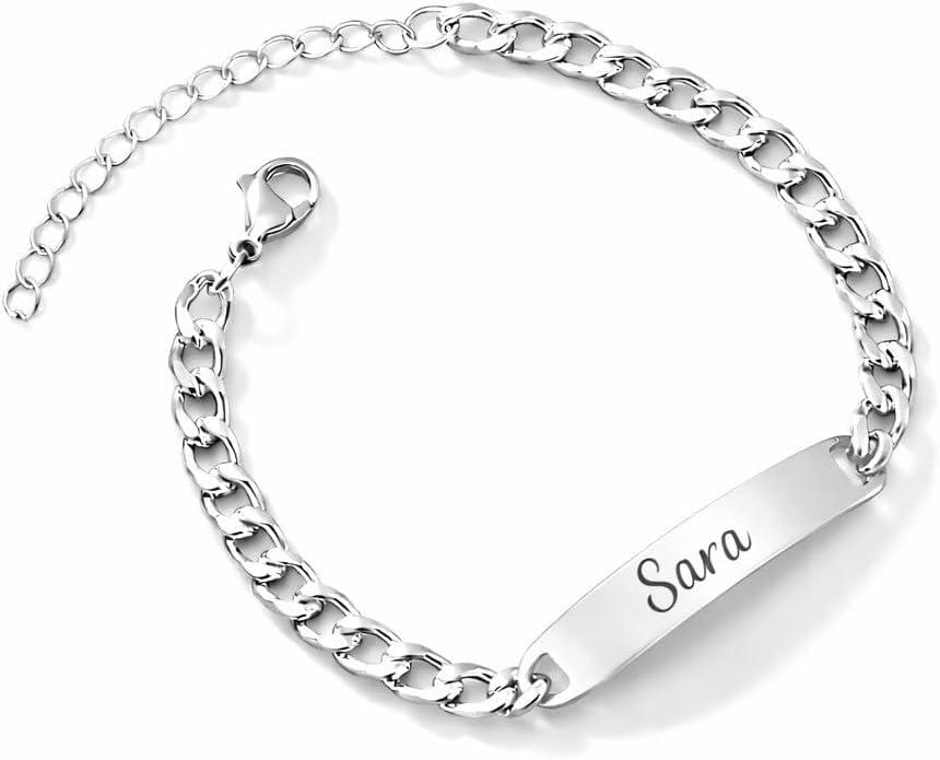 Bracciale in Acciaio inossidabile Personalizzato con Incisione – Piastrina ID con Nome/Fra - Analyse des détails et conception