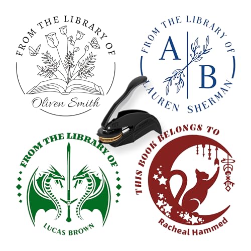 SUPHELPU Book Embosser Personalized, Custom from The Library of Book Stamp, Personal Christmas Embosser Stamp Gifts for Book Lovers