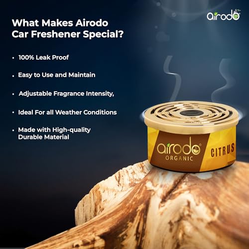 Image of Airodo One Citrus Organic Air Freshener, Strong Fiber Air Freshener to Freshen'up Your Air -,Air Accessories interior air fresheners and fresheners (50g with 2 Refill)